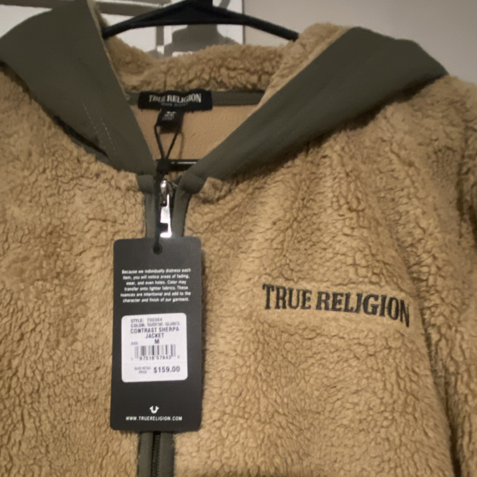 Mens True religion Contrast Sherpa  hoodie NWT $159 Sz M thumbnail 2