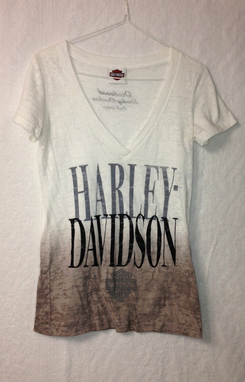 Harley Davidson Women's Top Shirt (Size Small) V-Neck Multicolored