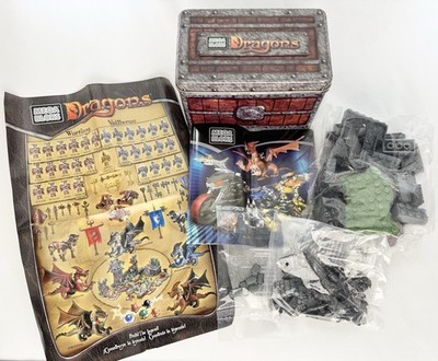 2002 Mega Bloks Dragons War Chest Tin #9862 40 Pieces Sealed Open Box