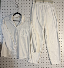 Vintage Victoria's Secret Gold Label Pajama Set Large White Pants Shirt PJ 80's
