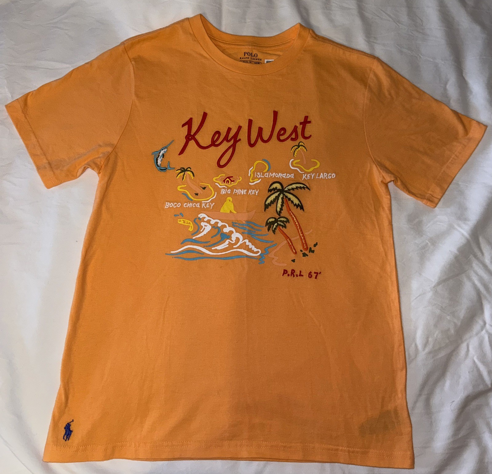 VINTAGE Polo Sport Ralph Lauren Key West PRL 67 Graphic T-shirt Kids L 14-16 thumbnail 5