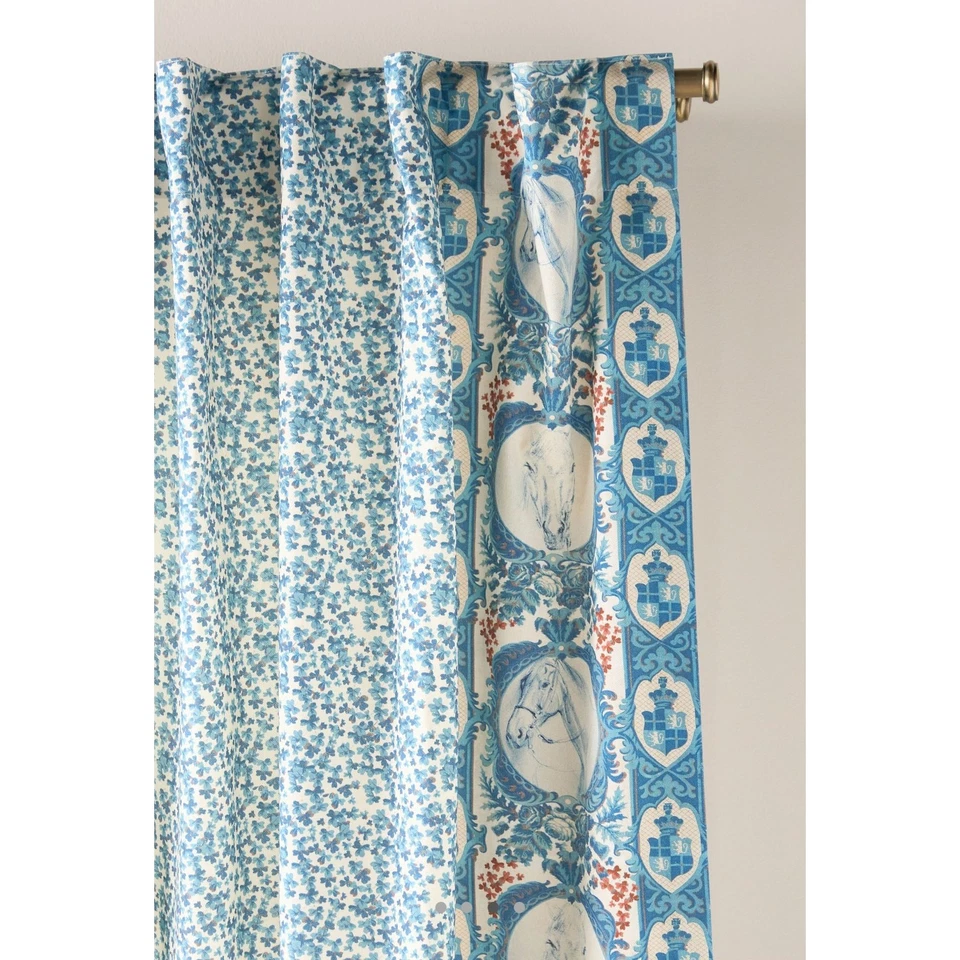 NOVO Conjunto de Cortinas de Algodão Estampado Anthropologie MINDTHEGAP Competição 50”x94” - Imagem 3 de 4