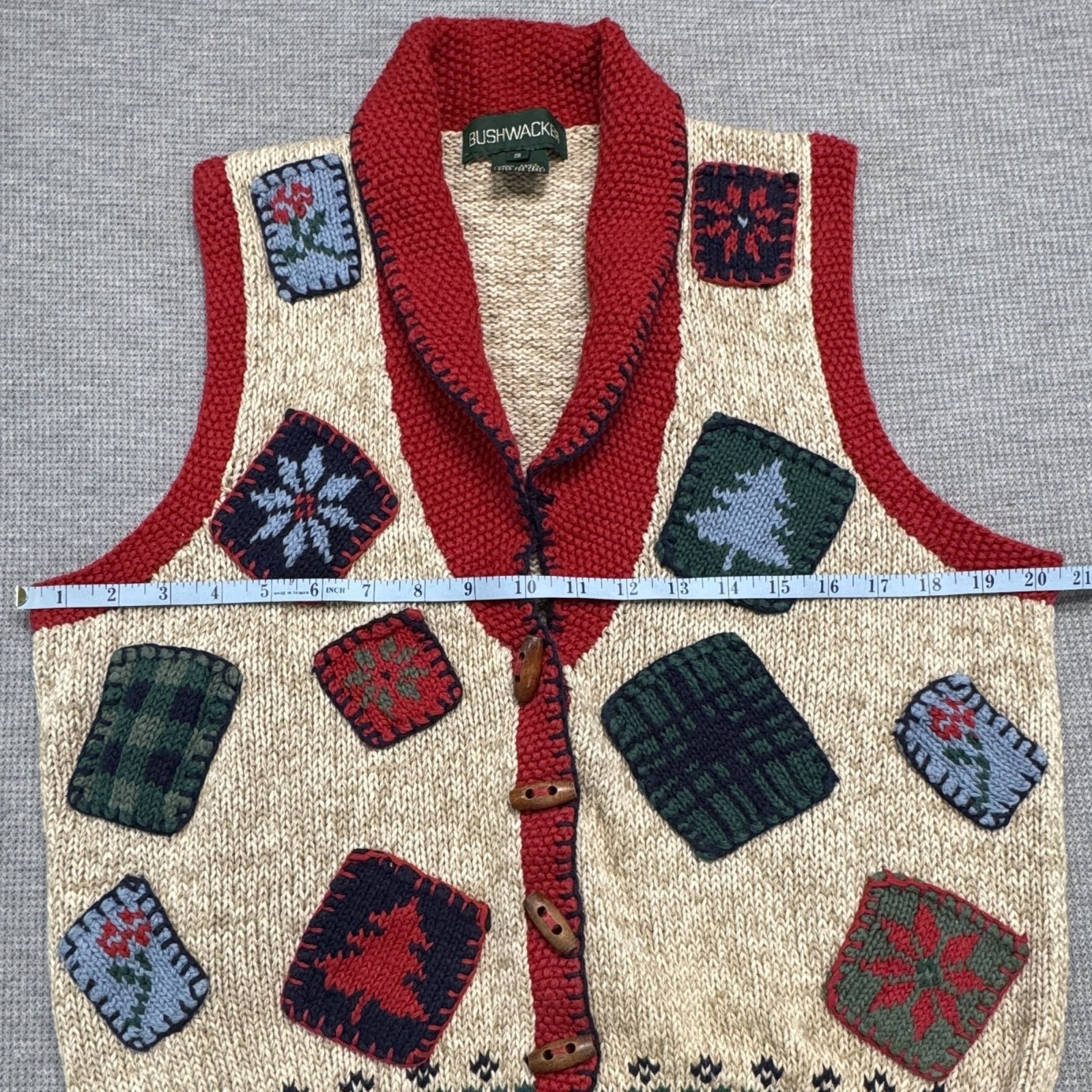 Vtg Bushwacker Womens Small Patchwork Holiday Swe… - image 11