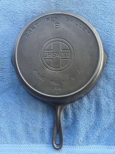 #8 GRISWOLD,cast iron skillet,BBL/HR, pn 704 V, EX, Cond.,NR!