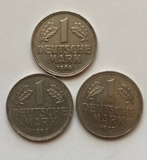 West Germany 1 Mark Coins (1969, 1976 & 1977)