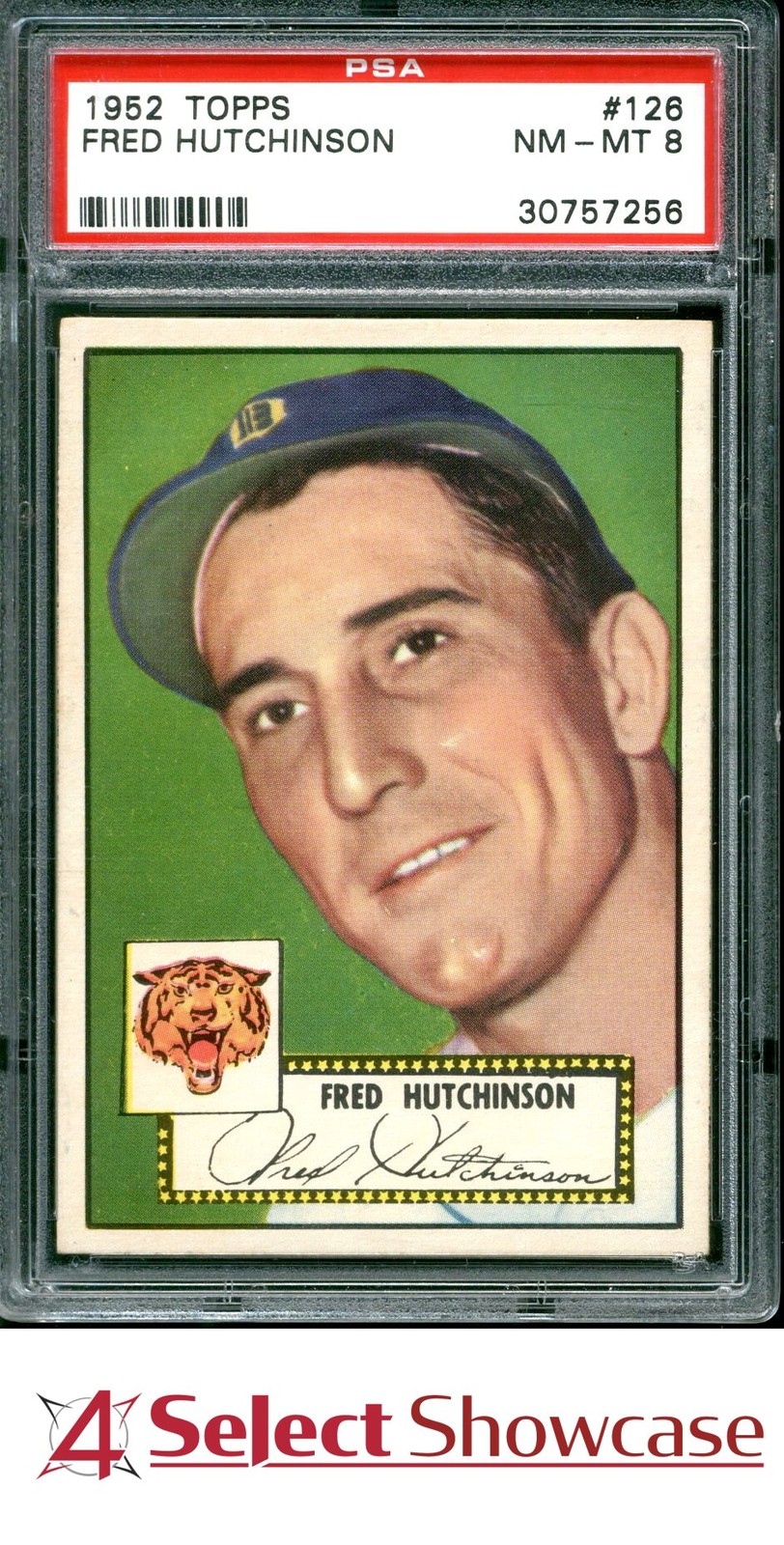 1952 TOPPS #126 FRED HUTCHINSON TIGERS PSA 8
