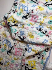 Vintage Looney Tunes Crib Quilt Tweety Sylvester Warner Bros. Cartoon Characters