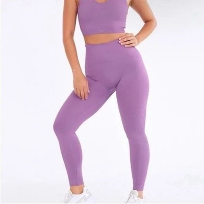 SET ACTIVE Sculpt Flex Purple Athletic Leggings Womens Small
