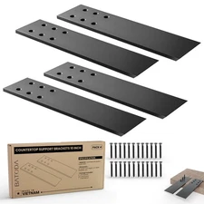 4 PCS 12 Countertop Support Brackets, Heavy Duty L Shelf, Wall Mounted