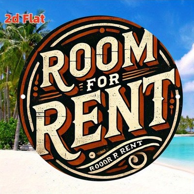 2D Flat, ''Room for Rent'' Vintage Tin Metal Signs Home Décor 8x8 Inch Rustic Alum