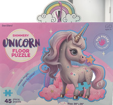 Dan  Darci Shimmery 45-Piece Unicorn Floor Puzzle for Kids Ages 3 Big Pcs