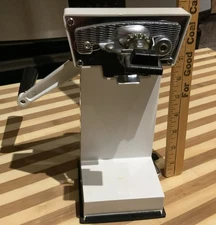 Vintage Table Mount Suction Can Opener Sears Hand Crank White