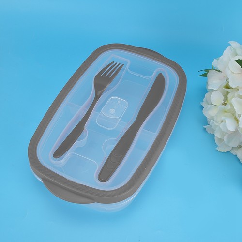 (Gray )Portable Rectangular Lunch Box Vegetable Fruit Food Storage Container - Picture 7 of 12