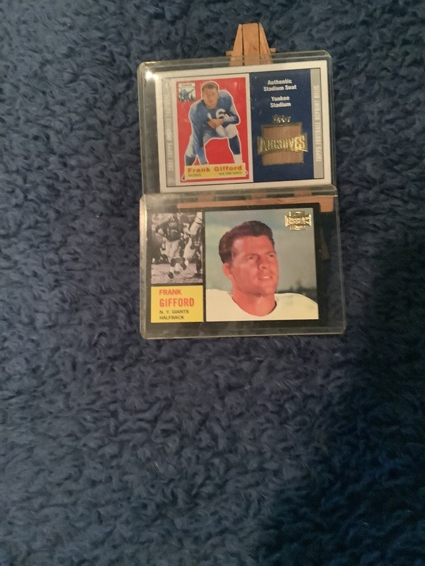 Frank Gifford Old Yankees Stadium Seat Relic + Topps Archives NY Giants Lot