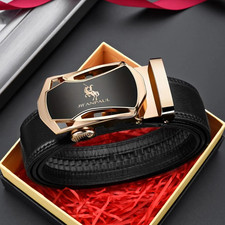 Cinturones Cinto de Cuero Piel Correa de Vestir Hebilla Dorada Para Hombre