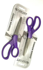 Set of 2 New Purple Scissors WESTCOTT TITANIUM BONDED 7" Long