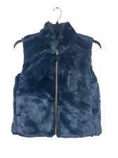 Crewcuts Girls XL Blue Faux Fur Vest Zip Front Soft Plush Sleeveless