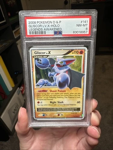 2008 POKEMON DIAMOND & PEARL LEGENDS AWAKENED #141 GLISCOR LV.X-HOLO PSA 8