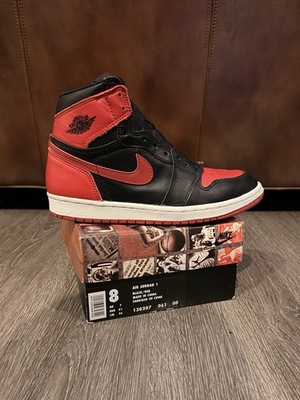 1994 / 1995 Nike Air Jordan 1 Bred Size 8 Black Red Vintage Original Retro