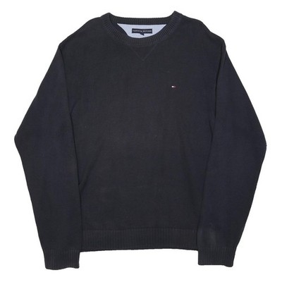 TOMMY HILFIGER Herren Marine Pullover Baumwolle Rundhals Strick L Freizeit