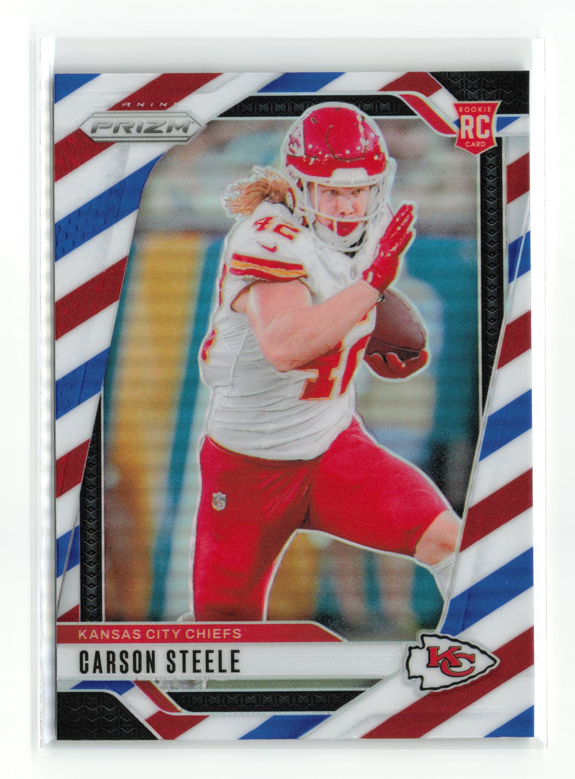 CARSON STEELE #377 RC 2024 PANINI PRIZM CHIEFS RED WHITE BLUE