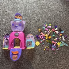 Polly Pocket Bear Gum Ball Dispenser With Lot Of Misc Polly Pocket Accessories