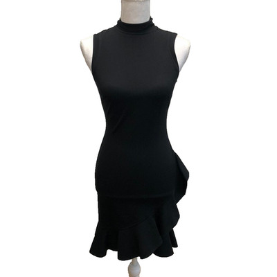 Alexis Giya Mock Neck Flounce Dress Womens XS Black Sleeveless Ruffle Party