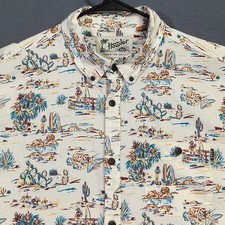 Howler Bros Shirt Men's XL Multicolor Mansfield All Over Print Western Cactus