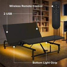 Queen Size Adjustable Bed Base Frame Zero Gravity w/Remote Under-Bed Nightlights