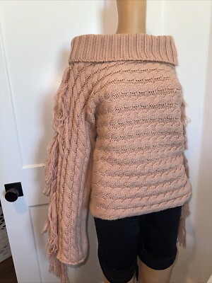 Vicolo Pink Lana Wool Blend Chunky Cable Knit Sweater Italy Small Measurements