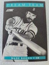 1991 Score Wade Boggs Baseball #889 Dream Team + 2 Free Mystery Cards