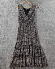 Beme Womens Maxi A-line Plus Size 16 Black Beige Sleeveless V-Neck Elastic Waist