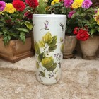 Classic Ceramic Green Leaf Umbrella Design Round Stand for Office and Home Decor
