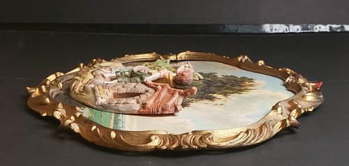 Targa da parete vintage 3D Impero arte figurativa cornice ornata Italia scena danzante - Foto 2 di 11