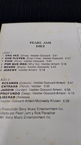 Pearl Jam Diez (Ten) Argentina Rare Cassette 1991 - Picture 9 of 18