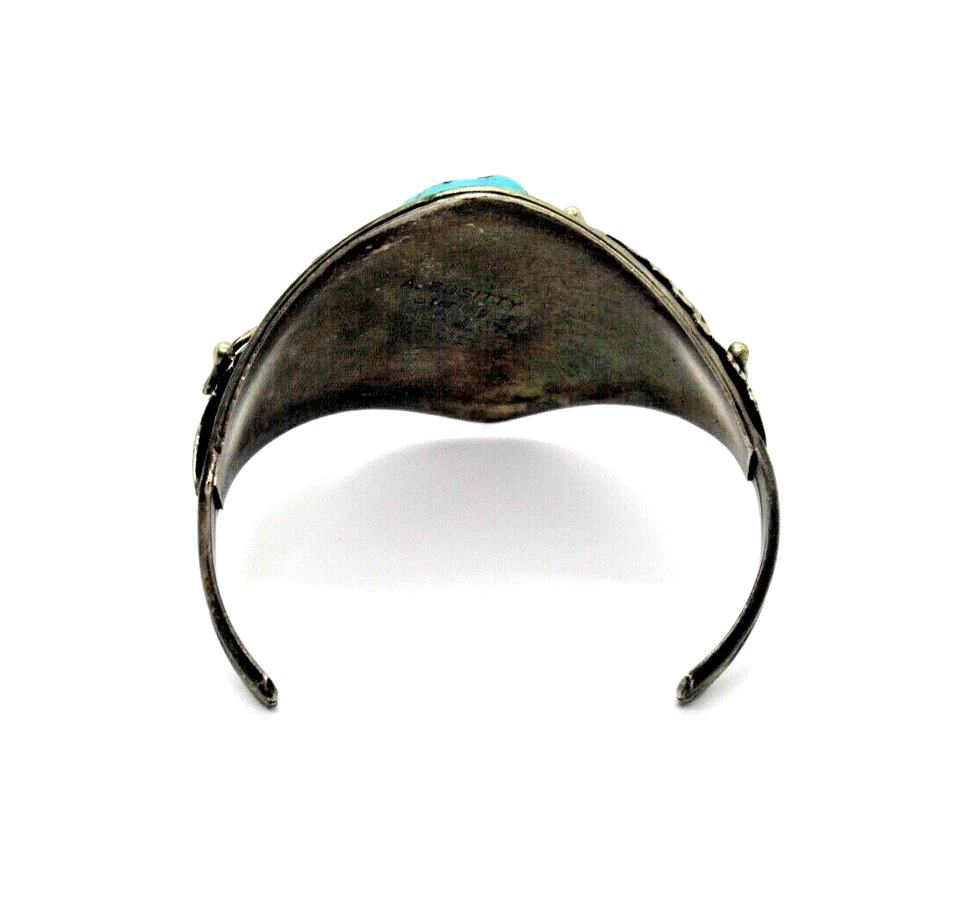 Vintage A. EDSITTY 925 Sterling Silber Armreif Türkis Navajo native American BIG - Bild 4 von 4