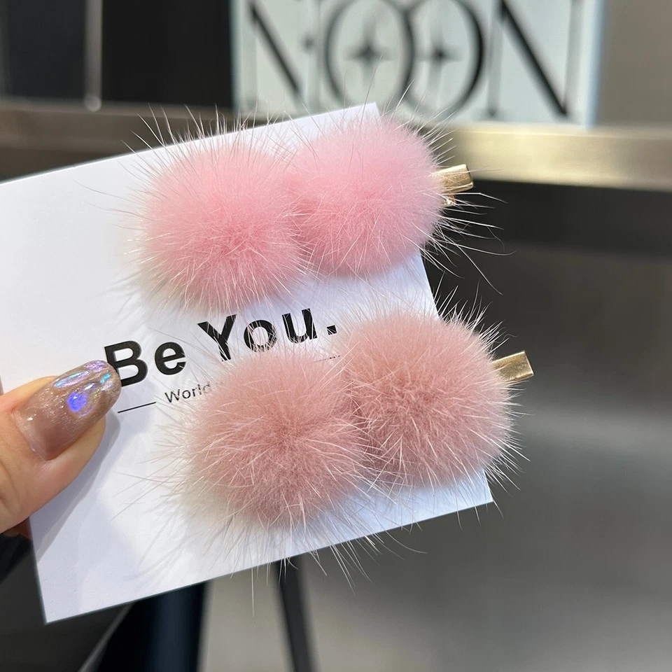 Horquilla de piel de visón real para niños adultos horquilla pinza para el cabello garra para el cabello bola de pelo pasador Foto 4 de 4