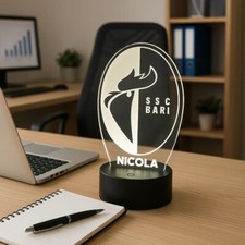 Lampada Plexiglass Bari Calcio e Nome Personalizzato Luce LED Camera 7 Colori