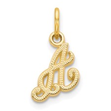 14k Yellow Gold Script Letter A Initial Charm Pendant Perfect Gift for Her