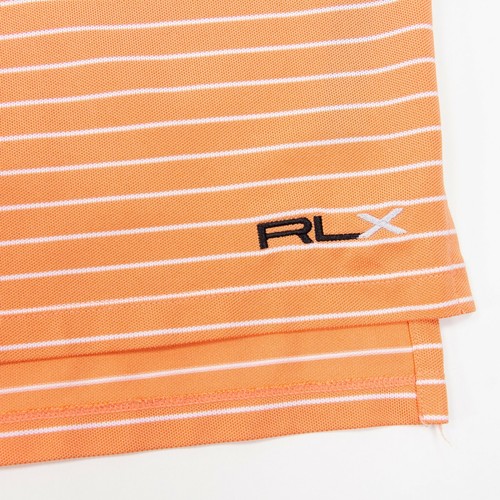 Ralph Lauren RLX Mens 2XL XXL White Orange Stripe Golf Polo Shirt Polyester - Picture 3 of 6