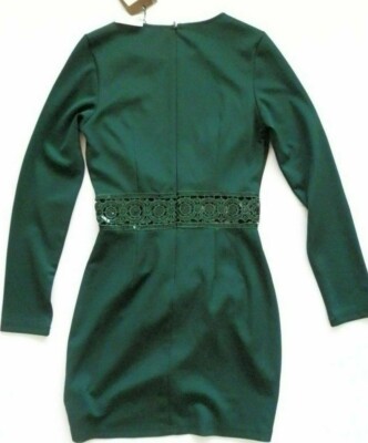 MISSGUIDED EXCLUSIVE LADIES GREEN SEQUIN WAIST GATHERED WRAP DRESS