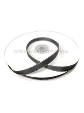 3/8" BLACK Double Face Satin SILVER EDGE 3/8" Ribbon 50 Yards