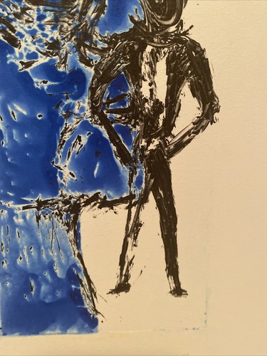 STEVE POMEROY 1986 ABSTRACT MODERNIST FIGURE WITH PORTRAIT STUDY COLORED ETCHING - Afbeelding 10 van 14