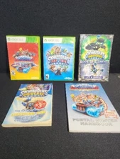 Skylanders Xbox 360 2 GAMES 3 Books TRAP TEAM & SUPERCHARGERS  Book Of Elements