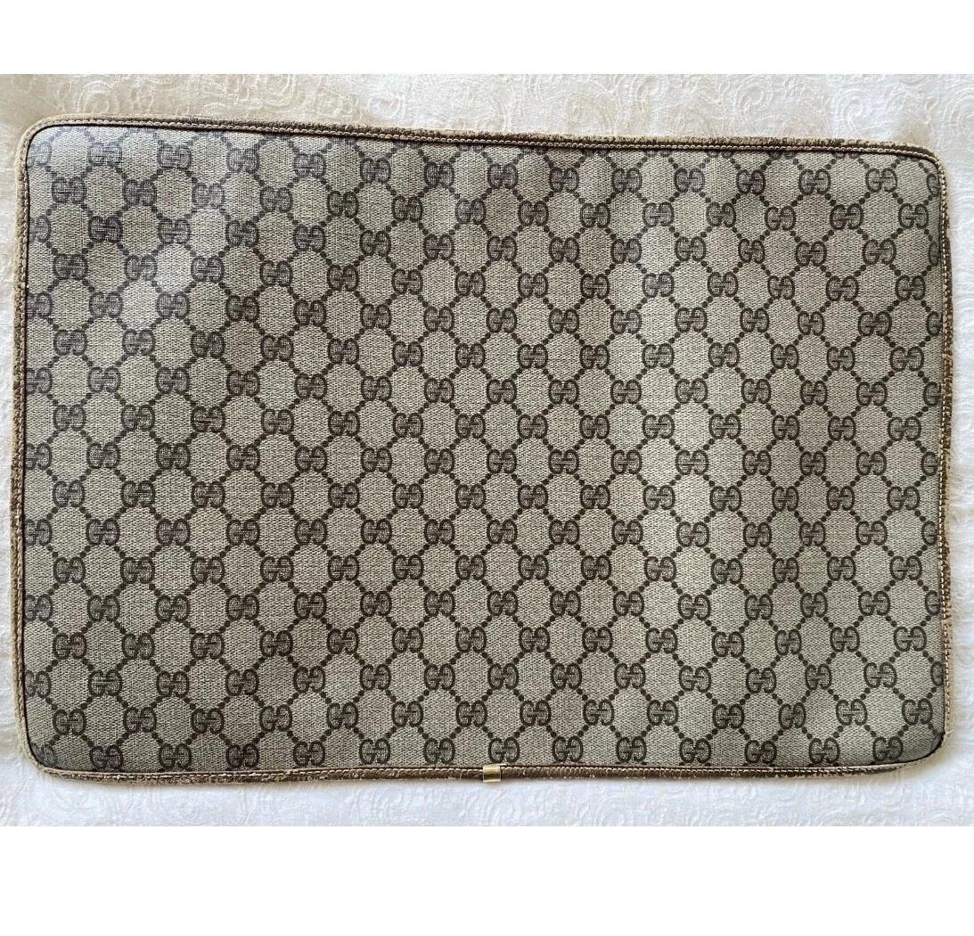 Gucci Vintage Brown Monogram Canvas Unisex Portfolio Document