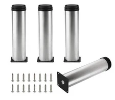 4pcs 8 Inch / 200mm Adjustable Furniture Legs, Silver Metal Legs Stainless St...