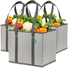 Reusable Grocery Bags 3 Pack “ Heavy Duty Reusable Shopping Bags With Box Shap