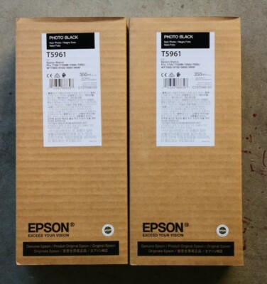 06-2022 NIB 2 of Genuine EPSON T5961 Photo Black 350ml Ink 7890/7900 As T6361
