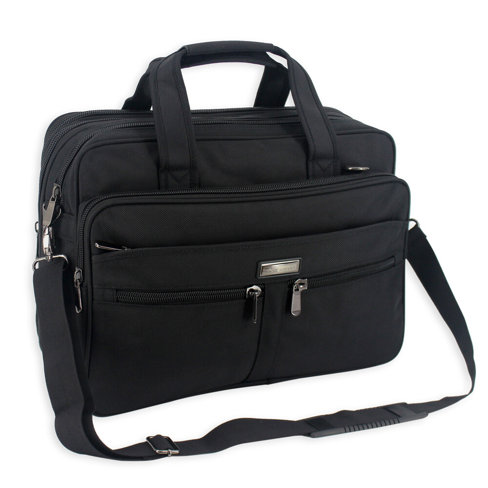 Men Black Expandable Laptop Briefcase Messenger Shoulder  College Work Bag 2811