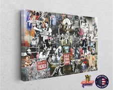 Banksy Collage Collection Graffiti Classic Street Banksy Wall Art Design Canvas